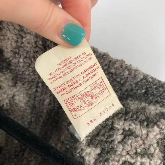 VTG Carhartt Wip Vest Canvas Green Sherpa Aztec Southwest USA Rare 90s Western